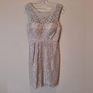 JENNY YOO Collection Champange Gold Lace Mini Dress Size 2